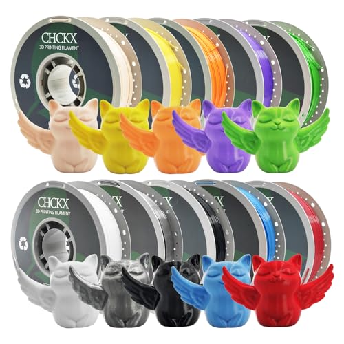 PETG 3D Printer Filament Bundle, 10Rolls,Dimensional Accuracy +/- 0.03 mm, 1kg Spool(2.2lbs), 1.75 mm Fit for Most 3D Printers,Black+White+Gray+Red+Green+Blue+Yellow+ Skin+Purple+Orange - color: 10*1kg (Black+white+grey+red+blue+yellow+skin+purple+orange)
