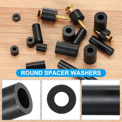 PATIKIL 50Pcs ABS Spacers 4mm ID, 7mm OD, 13mm Height Plastic Round Stud Spacer Black Nylon Washers Nut Unthreaded Rubber for M4 Screws Bolts Barrel - size: 4mm ID, 7mm OD, 13mm Height