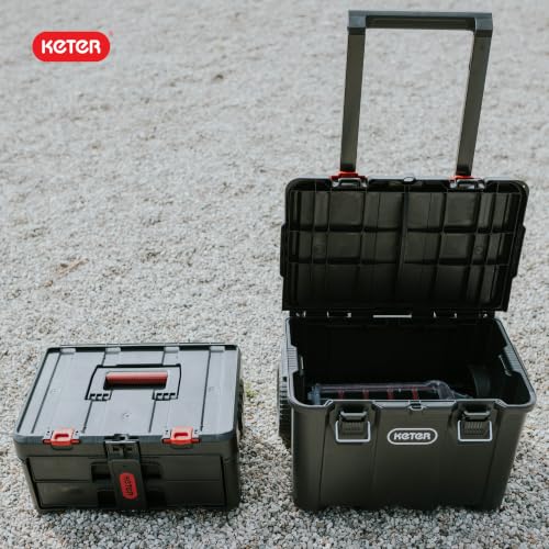 Keter Stack N Rolling Tool Box Modular Storage System 4 Piece - color: Black/Red, size: 4PC System