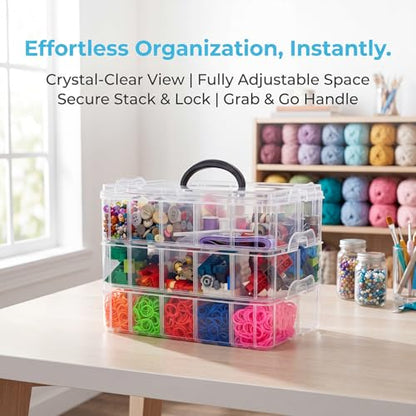 2Pack 3-Tier Stackable Storage Box, 30 Adjustable Compartments Organizer - size: 30 Grids