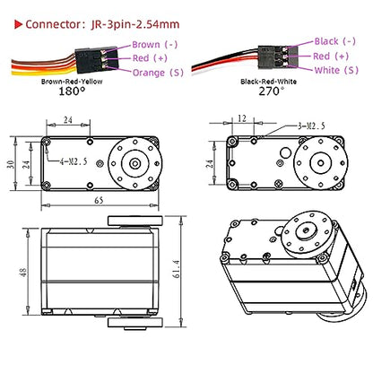 150KG Robot Arm Servo High Torque Digital Servo 270 Degree Waterproof IP66 Full Metal Gear with U-Shaped Mount for 1/5 RC Car Robot - size: 150KG 270°