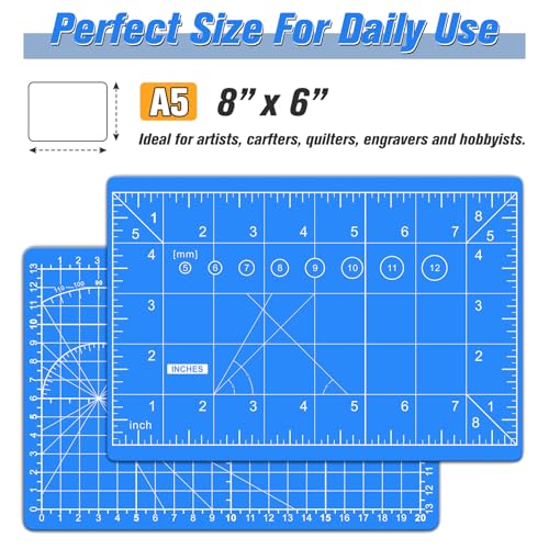 DIYSELF 8in×6in Cutting Mat, Self Healing Cutting Mat, A5 Craft Mat - color: Blue, size: 8"L x 6"W