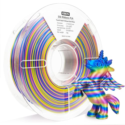 Silk Ribbon PLA 3D Printer Filament, Tri-Color Fast Color Changing PLA 1.75mm, Shiny Multicolor 3D Printing Filament 1kg / 2.2lbs, Red Yellow Blue (Youth-Red+Yellow+Dark-Blue) - color: Youth-red+yellow+dark-blue