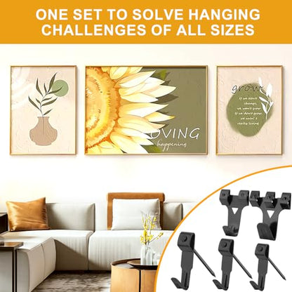 KURUI 303Pcs Picture Hangers for Wall Art Decor Tapestry, Picture Hanging Kit With Heavy Duty Wall Hooks, Sawtooth, Picture Wire, D Rings, Hardware Nails, Eye Hooks, Black Frame Hooks for Drywall Wood - size: Black