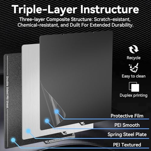 Kobra S1/Kobra X/Kobra 4 PEI Build Plate,264x276mm Double Sided Smooth+Textured Heated Bed Flexible Removable Spring Bed Plate Compatible with ANYCUBIC Kobra X/Kobra S1/Kobra 4 Combo 3D Printers - color: Double Sided Smooth&Textured, size: for ANYCUBIC Ko
