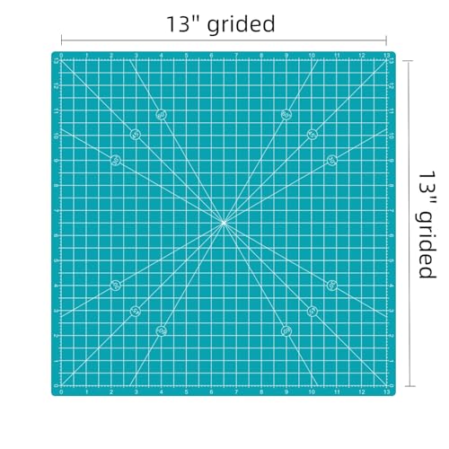 Rotating Self Healing Cutting Mat 14"x14" (13" Grid), Square Sewing Cutting Mat Board Perfect for Fabric Quilting & Art Projects, Turquoise - color: Turquoise