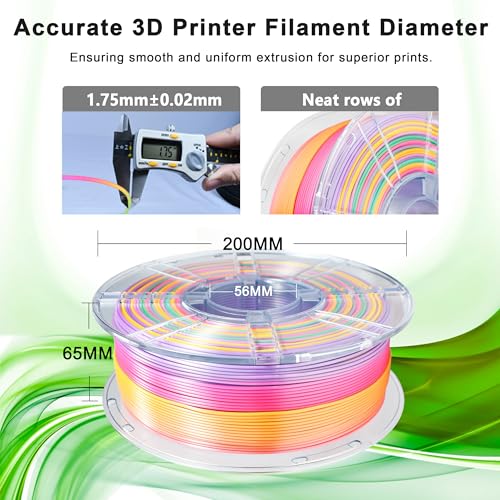 iBOSS 3D Printer Filament 1.75mm, Colorful Macaron Rainbow PLA+ Filament Strong Toughness No-Tangling Filament 3D Printing Filament Fit Most 3D Printers, 1kg Spool, Accuracy +/- 0.02mm, Multi-Color - color: 1kg Colorful Macaron