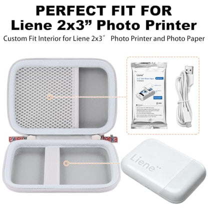 khanka Hard Case for Liene 2x3” Photo Printer- Mini Instant Photo,White - color: White, style: for 2x3" K100