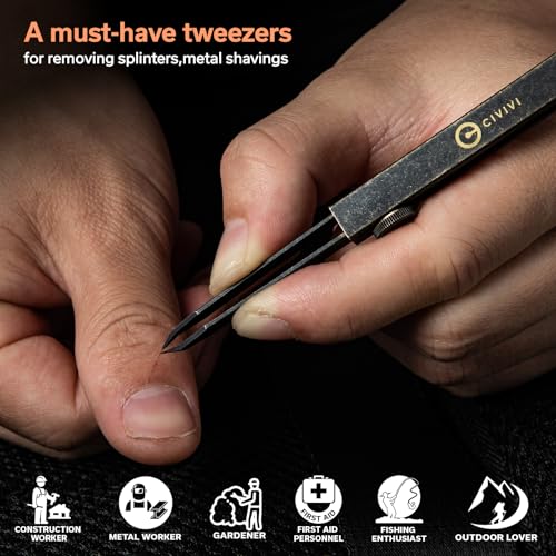 CIVIVI Precision Tweezers, Retractable Sharp Pointed Splinter Removal Tool
