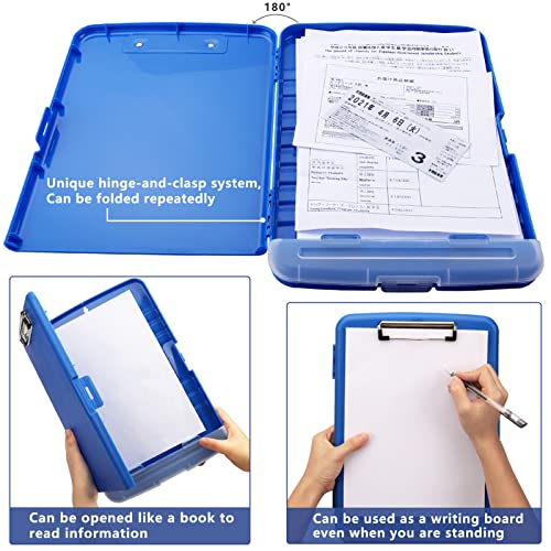 Clipboard with Storage, A4 Binder Nursing Clipboards with Pen Holder, Heavy Duty Storage Clipboards with Low Profile Clip, Clipboard Folder Side-Opening, Smooth Writing Clip Board (Blue) - color: Blue