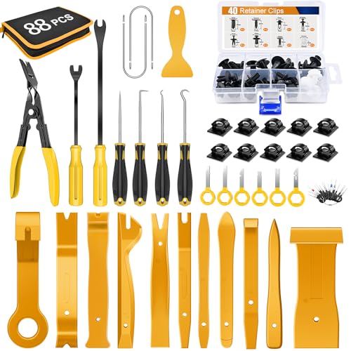 GOOACC 88Pcs Trim Removal Tool Auto Push Pin Bumper Retainer Clip Set - color: 88Pcs Clips Removal Kit Yellow