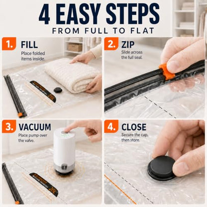 15 Pack Vacuum Storage Bags with Rechargeable Electric Pump, 3 Sizes - size: 15 Combo Travel Size