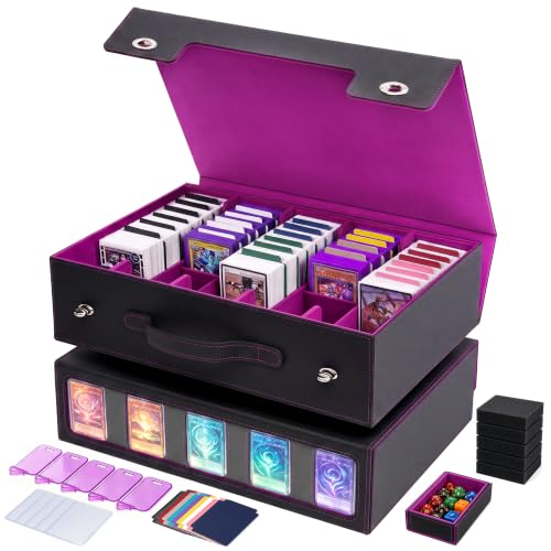 Trading Card Storage Box 5-Row with Side Window, Black Purple - color: Black Purple, size: 5 Rows Side window