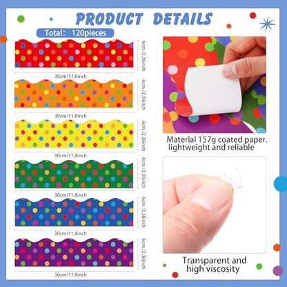 Containlol 118ft Bulletin Board Border Classroom Border, Colorful Dots - style: Colorful Dots