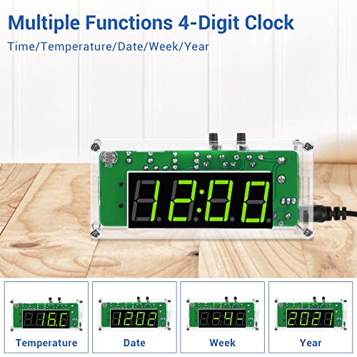 MiOYOOW 4-Digit DIY Digital Clock Kit, Soldering Practice Kit for Students - color: 4 Digit Multifunctional Clock Kit