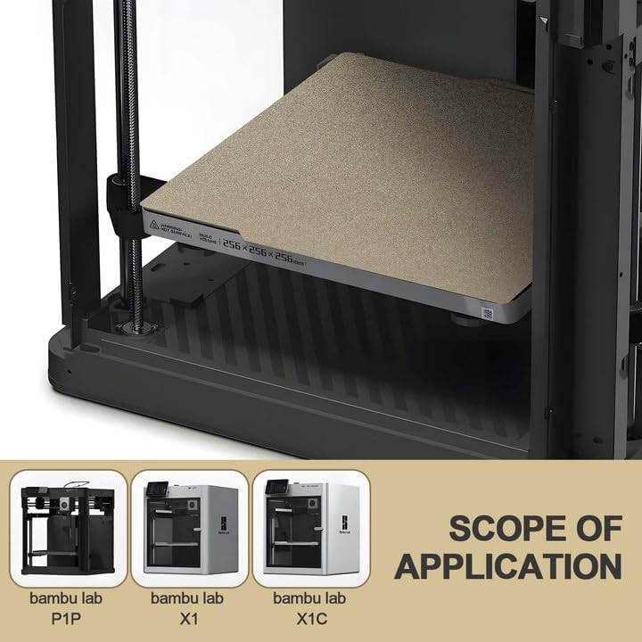 PEI Sheet Double Side Textured for Bambu Lab X1/X1C/P2S/P1P/P1S/A1 Carbon, 257x257 mm Gold Spring Steel Flexible Magnetic Build Plate, High-Temp Heated Bed Platform, 3D Printer Accessories - color: Gold