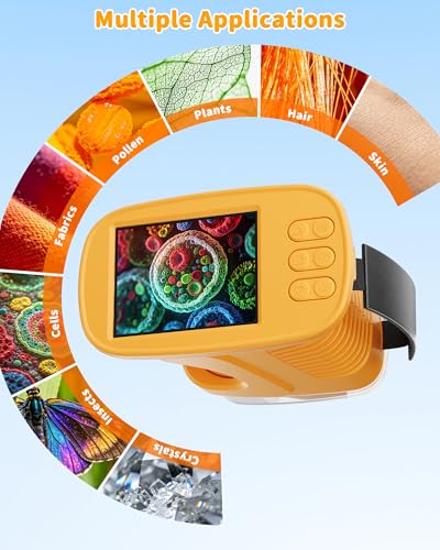 1000X Handheld Microscope for Kids, 4K Digital Kids Microscope Science Kits - color: Yellow