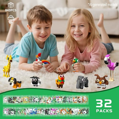 32 Packs Party Favors for Kids, Animal Building Blocks Toys - color: Party Favors