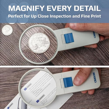 Carson Illuminated LED Lighted 4x Hand Held 3.0'' Aspheric Magnifier (SV-40)