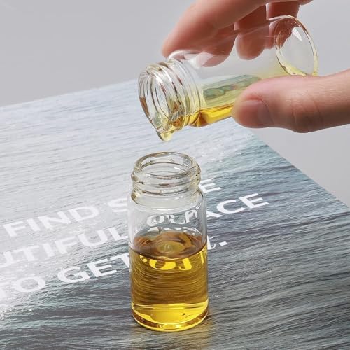 5ML Clear Glass Sample Vial, Liquid Sampling Sample Glass Bottle, Borosilicate Storage Glass Vial,18 * 40mm, Black 15-425 Polypropylene Screw Cap with PE Liners, Pack of 100 - size: 5ML