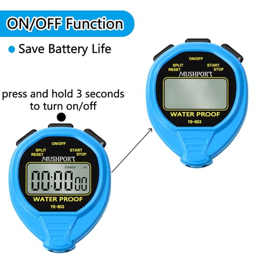 Waterproof Stopwatch Timer, Digital Stop-Watch for Sports, Blue - style: waterproof-blue