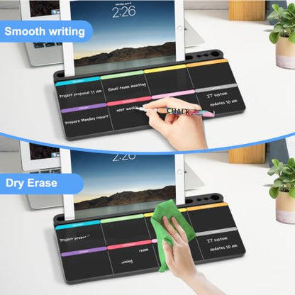 Desktop Glass Whiteboard with Storage, Weekly Calendar Desk White Board - color: Organizer-black Colourful Weekly Planner