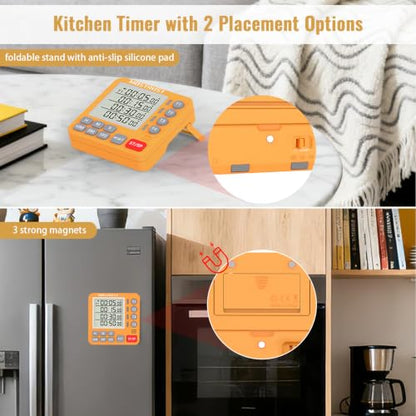 Digital Dual Kitchen Timer, Multiple Channels Countdown Timer - color: Orange