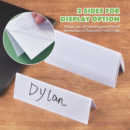 24 Pcs Dry Erase Name Tent Cards for Table, Reusable Name Cards 8.75" x 3" Desk Name Tents Sets with Dry Erase Markers and Erasers, Facilitate Effective Organization of Meetings and Classes