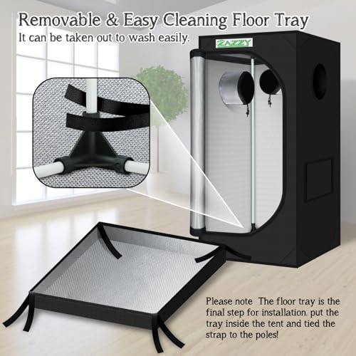 2x2 Grow Tent 24"x24"x48" 600D Mylar Hydroponic Indoor Plant Grow Tent - size: 24"x24"x48"