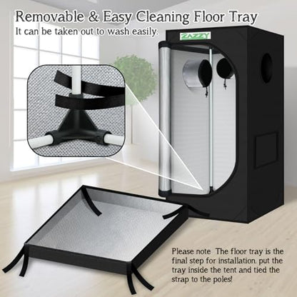 2x2 Grow Tent 24"x24"x48" 600D Mylar Hydroponic Indoor Plant Grow Tent - size: 24"x24"x48"