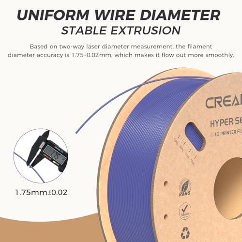 Official Creality Hyper PLA Filament 1.75mm, High Speed PLA 30-600mm/s Rapid 3D Printer Filament, Dimensional Accuracy +/-0.02mm, Fit Most FDM 3D Printers, 1KG(2.2lbs) Spool Very Peri - color: Very Peri