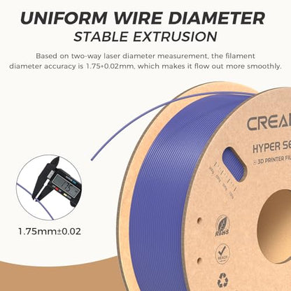 Official Creality Hyper PLA Filament 1.75mm, High Speed PLA 30-600mm/s Rapid 3D Printer Filament, Dimensional Accuracy +/-0.02mm, Fit Most FDM 3D Printers, 1KG(2.2lbs) Spool Very Peri - color: Very Peri