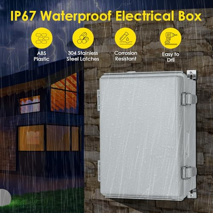 IP67 ABS Outdoor Electrical Junction Box Waterproof with Aluminum DIN Rail - color: Grey, size: 13.8''×9.8''×5.9''