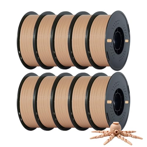 Kingroon PLA 3D Printer Filament,10 Rolls, Dimensional Accuracy +/- 0.03 mm, 10kg Spool(22lbs),1.75 mm,Skin - color: 10*1kg Skin