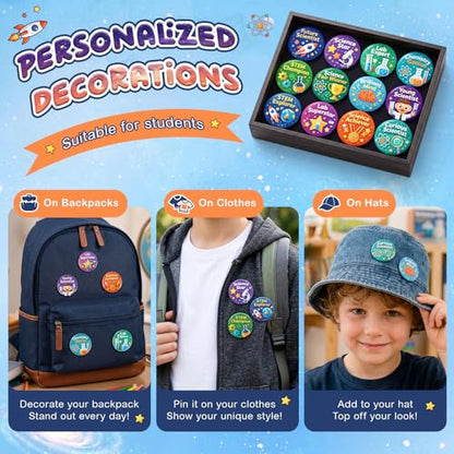 WILLBOND 72 Pcs Science Party Favor Pins Science Buttons Bulk, Motivational - color: Motivational