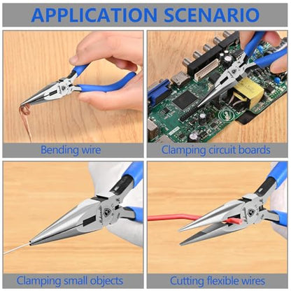 5" Needle Nose Pliers and Flush Cutters Set, 2-Piece Precision Pliers Set, Ultra-Sharp Crafts Diagonal Wire Cutters, Long Nose Pliers for Wire Cutting, Electronics Repair, Craft DIY, Home Use - size: B06/ 013-2Pack