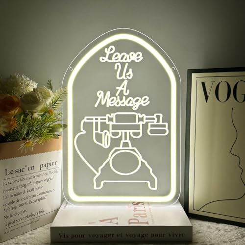Leave Us A Message Neon Signs for Wall Decor,Adjustable Brightness Wedding Neon Sign for Audio Guest Book Wedding Phone Sign,Reception,Party Home Decor Art - color: LB-LeaveUsAMessage