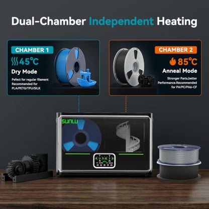 SUNLU S4 Pro 3D Printer Filament Dryer Box, Upgrade Filadryer S4 (Black) - style: Dry&Anneal Box-S4 Pro FilaDryer Black