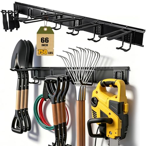 66'' Garage Tool Organizer Wall Mount 18Pack 750lbs Heavy Duty - size: 66''-18Pack