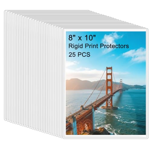 25PCS 8" x 10" Clear Rigid Card Sleeves – Waterproof Hard Plastic Protectors for Postcards, Prints, Photos, Trading & Sports Cards – Top Load Jumbo Sheet Holders - size: 8" x 10 "