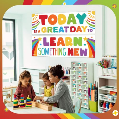Sproutbrite 2 Educational Learning Charts & Posters for Classroom 13.5"x39" - color: Learn Something New