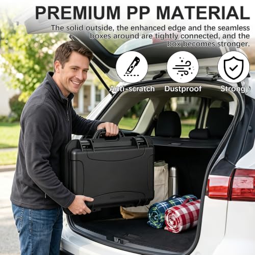 TORIBIO Hard Carrying Case with Foam, Shockproof Storage Box 18x12x5.5 in - size: 18" x 12" x 5.5"