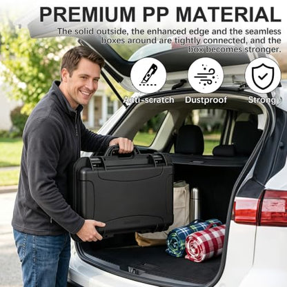 TORIBIO Hard Carrying Case with Foam, Shockproof Storage Box 18x12x5.5 in - size: 18" x 12" x 5.5"