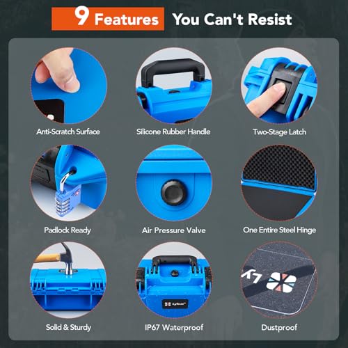 Lykus HC-4410 Waterproof Hard Case with Foam, Inner Size 15.75*10.24*3.94in - color: Blue, size: HC-4410