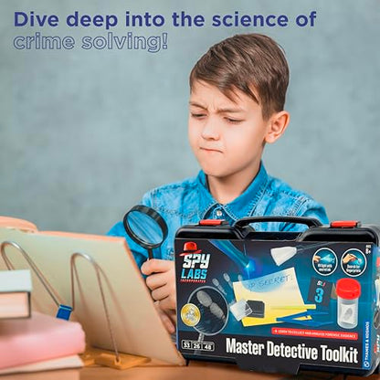 Spy Labs Master Detective Toolkit V2 | Forensic Science Kit | Gather & Document Evidence, Play | Fingerprints, Footprints, Tire Tracks | 32-Page Experiment Storybook