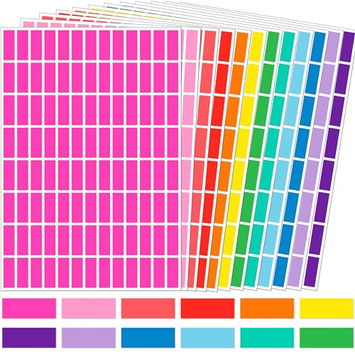 YSHIHE Colored Sticker Labels,12 Colors,1" x 3/8" Small Label-2496 Pack