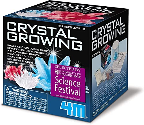 4M Crystal Growing Science Kit - 3 Colored Crystals - Easy DIY STEM Toys Lab Experiment Specimens, A Great Educational Gift for Kids & Teens, Boys & Girls Ages 10+ - style: 3 Crystals