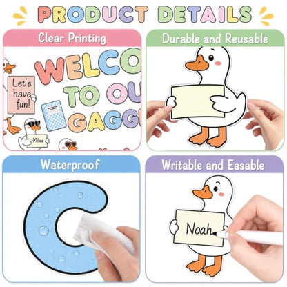 Silly Goose Bulletin Board Decorations Welcome Back to School Cute Goose Notebook Paper Cutouts Welcome to Our Gaggle Classroom Decor Supplies for Home School Classroom Chalkboard Wall Door Decor - style: Goose