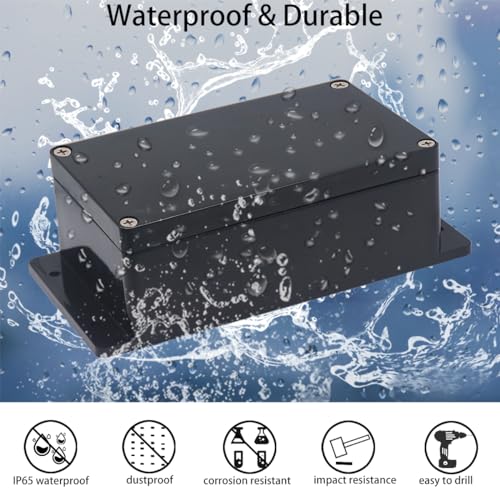 2 Pack Project Box IP65 Waterproof Junction Box ABS Plastic Black Electrical Boxes DIY Electronic Project Case Power Enclosure with Fixed Ear 6.22 x3.54 x2.36 inch(158x90x60mm) - size: 6.22"x3.54"x2.36"(2Pcs)