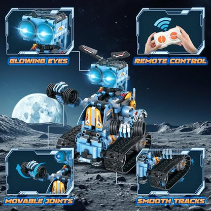 OKKIDY Robot Building Toys for Kids, 4-in-1 Rechargeable Remote Control RC Robotics STEM Building Block Kit RC Wall/Engineer Robot Toys for Boys Girls Ages 6 7 8 9 10 11 12+ (813PCS)